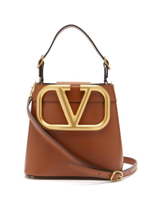 Valentino Garavani - Supervee Leather Bucket Bag - Womens - Tan