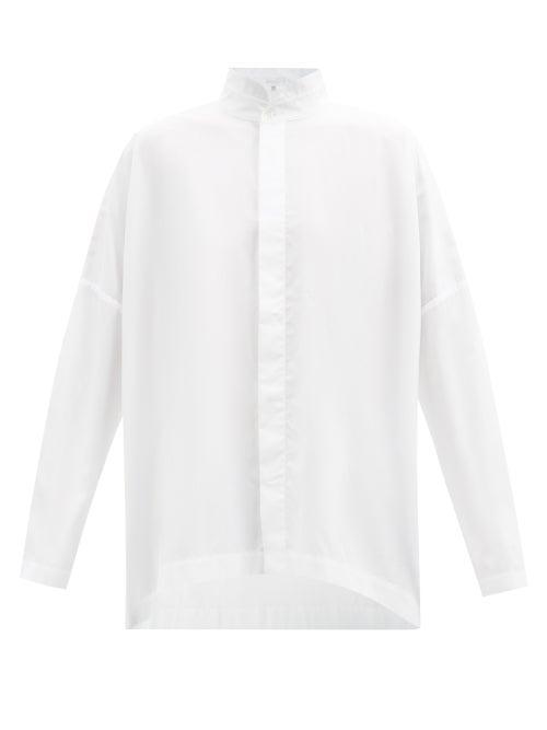 Eskandar - Stepped-hem Cotton-poplin Shirt - Womens - White