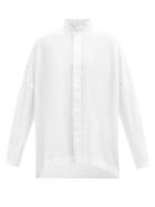 Eskandar - Stepped-hem Cotton-poplin Shirt - Womens - White
