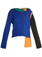 Matchesfashion.com Jw Anderson - Asymmetric Colour Block Sweater - Womens - Blue Multi