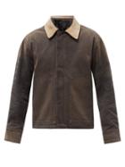 Mens Rtw Fear Of God - Leather-collar Distressed Cotton-canvas Jacket - Mens - Black