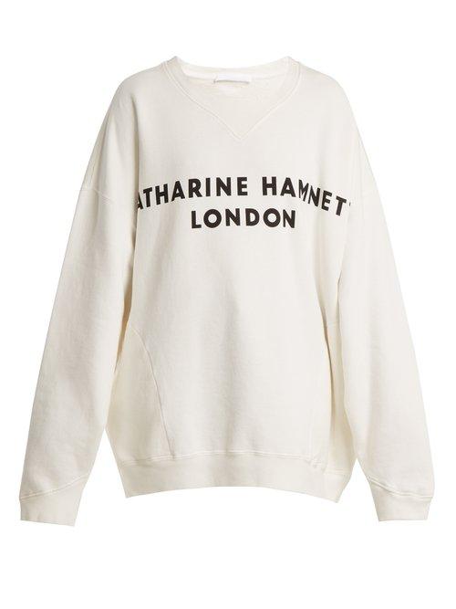 Matchesfashion.com Katharine Hamnett London - Vince Logo Print Cotton Sweatshirt - Womens - White Black
