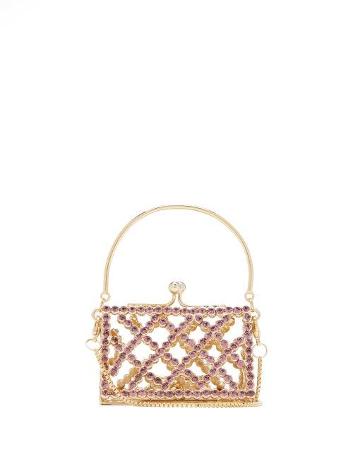 Matchesfashion.com Rosantica - Baby Garofano Mini Caged Crystal Cross-body Bag - Womens - Light Pink