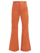 Matchesfashion.com See By Chlo - Topstitched Flared Denim Jeans - Womens - Light Brown