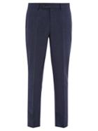 Matchesfashion.com Brunello Cucinelli - Pinpoint Wool Flannel Trousers - Mens - Blue