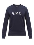 Mens Rtw A.p.c. - Logo-jacquard Cotton-jersey Sweatshirt - Mens - Dark Navy