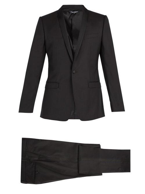 Matchesfashion.com Dolce & Gabbana - Gold Fit Single Breasted Wool Blend Suit - Mens - Black
