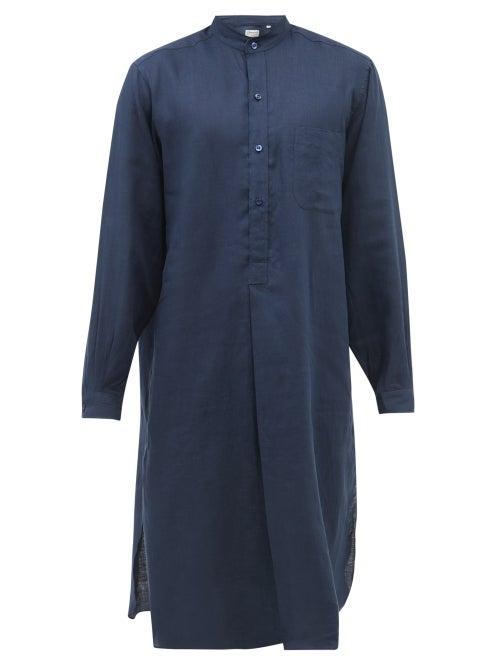 Charvet - Stand-collar Linen Tunic - Mens - Navy
