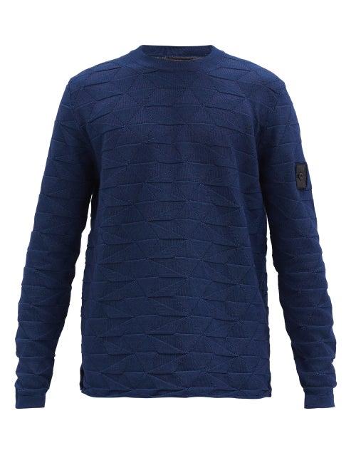 Matchesfashion.com Stone Island Shadow Project - Triangle-jacquard Cotton-jersey Sweater - Mens - Navy