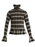 Matchesfashion.com Mm6 Maison Margiela - Checked Peplum Top - Womens - Black White