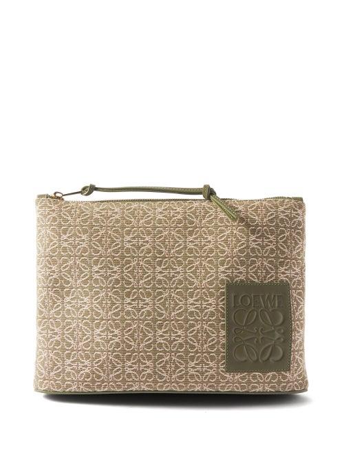 Loewe Paula's Ibiza - Oblong Anagram-jacquard Canvas Pouch - Womens - Green