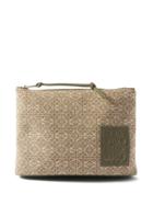 Loewe Paula's Ibiza - Oblong Anagram-jacquard Canvas Pouch - Womens - Green