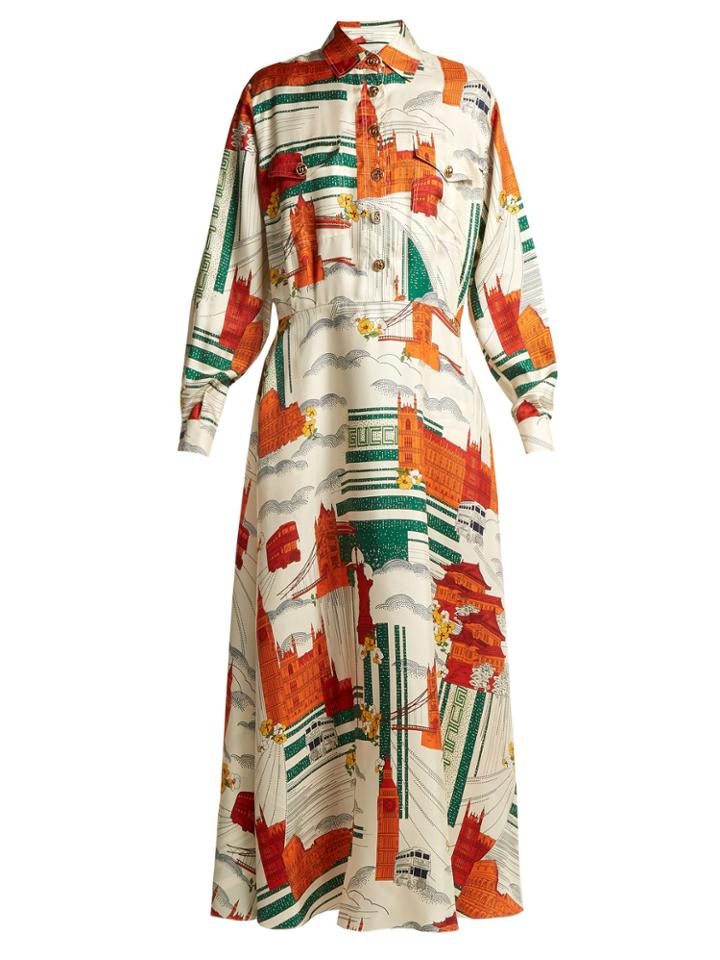 Gucci Cities-print Silk-twill Dress