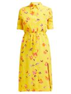 Matchesfashion.com Altuzarra - Vittoria Floral Print Silk Midi Dress - Womens - Yellow Multi