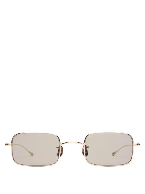 Matchesfashion.com Eyevan 7285 - Slim Square Titanium Sunglasses - Mens - Gold