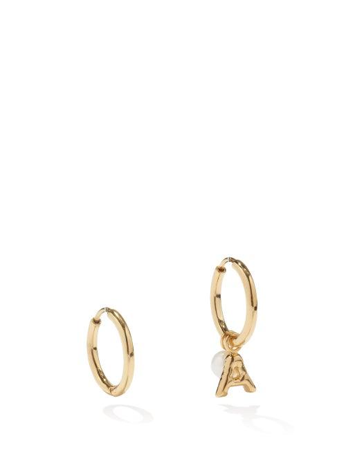 Completedworks - A-m Alphabet Charm Pearl & Gold-plated Earrings - Womens - Yellow Gold