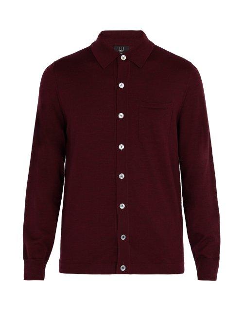 Matchesfashion.com Dunhill - Patch Pocket Wool Cardigan - Mens - Burgundy