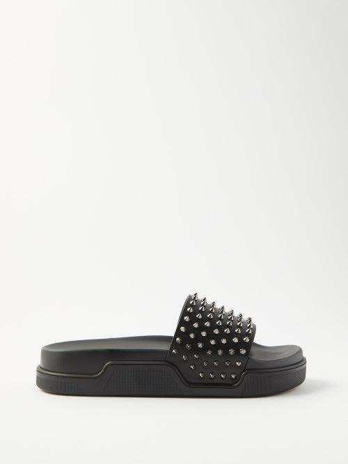 Christian Louboutin - Pool Fun Studded Leather Slides - Mens - Black