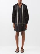 Lee Mathews - Gina Cotton-seersucker Mini Dress - Womens - Black