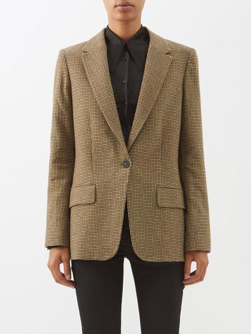 Frame - 70s Houndstooth Check Wool-blend Blazer - Womens - Brown Multi