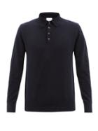 Allude - Long-sleeved Cashmere Polo Top - Mens - Navy