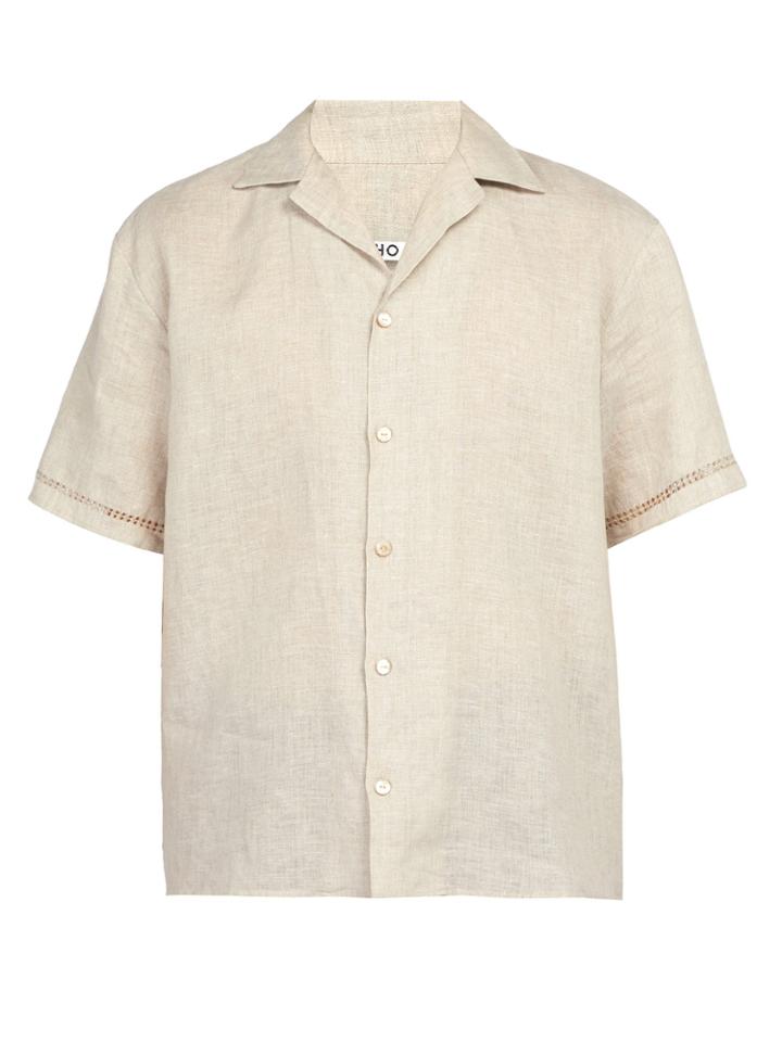Hecho Deshilado-embroidered Linen Shirt