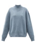 Ladies Rtw Raey - Responsible-wool Displaced-sleeve V-neck Sweater - Womens - Blue