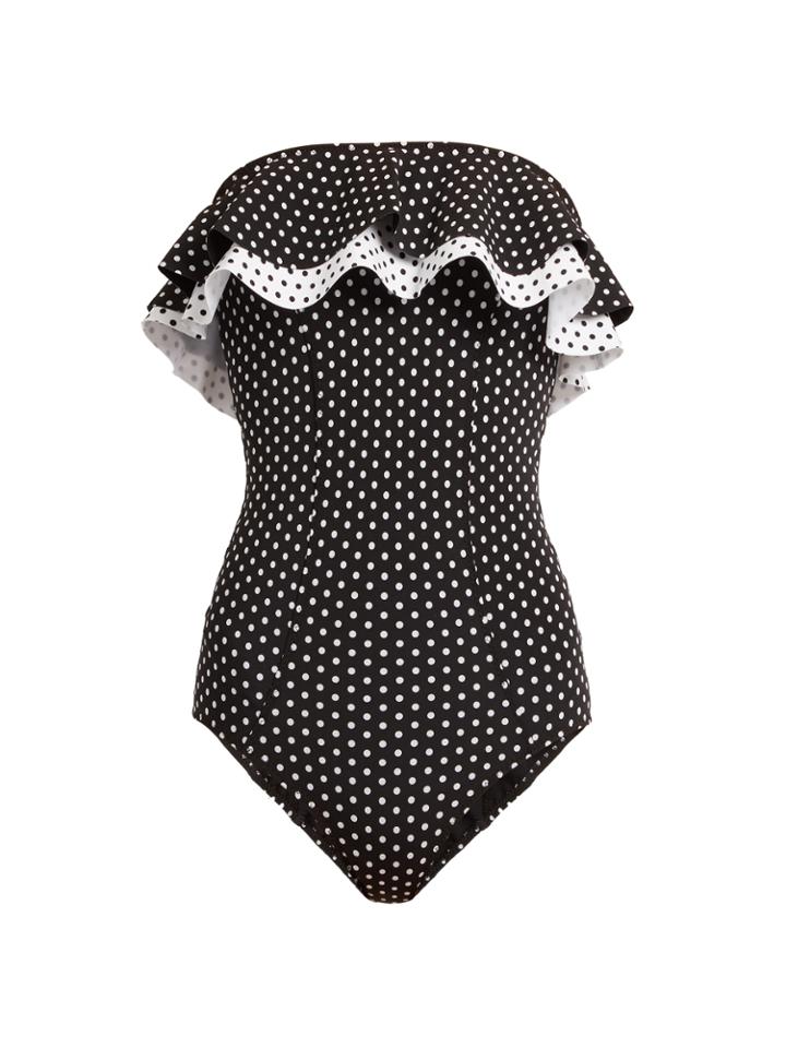 Lisa Marie Fernandez Sabine Polka-dot Print Bonded Swimsuit