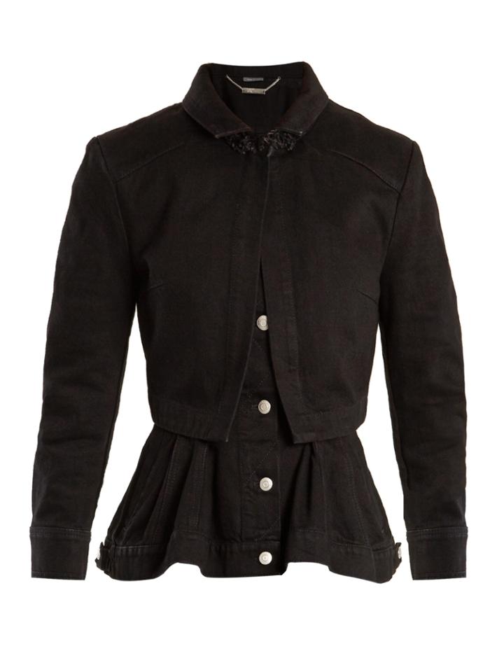 Alexander Mcqueen High-neck Peplum-hem Denim Jacket