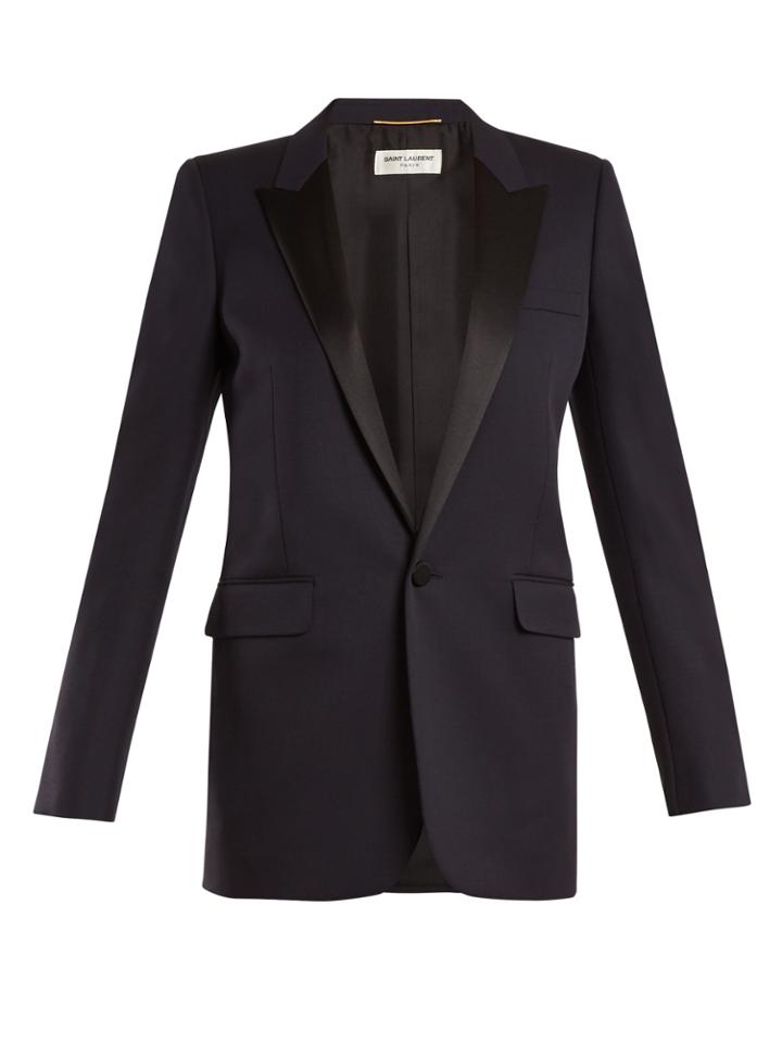 Saint Laurent Single-breasted Wool Grain De Poudre Blazer