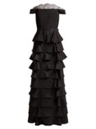 Matchesfashion.com Emilio De La Morena - Diana Off The Shoulder Tiered Silk Gown - Womens - Black