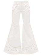 Matchesfashion.com Franoise - Studded Flared Cotton Trousers - Womens - White