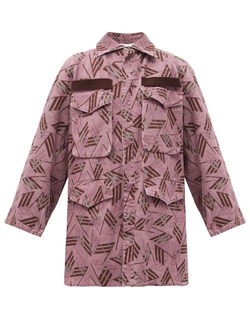 Matchesfashion.com The Attico - Logo-print Cotton-drill Jacket - Womens - Pink Multi