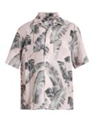 Oamc Tropic-print Short-sleeved Linen-blend Shirt