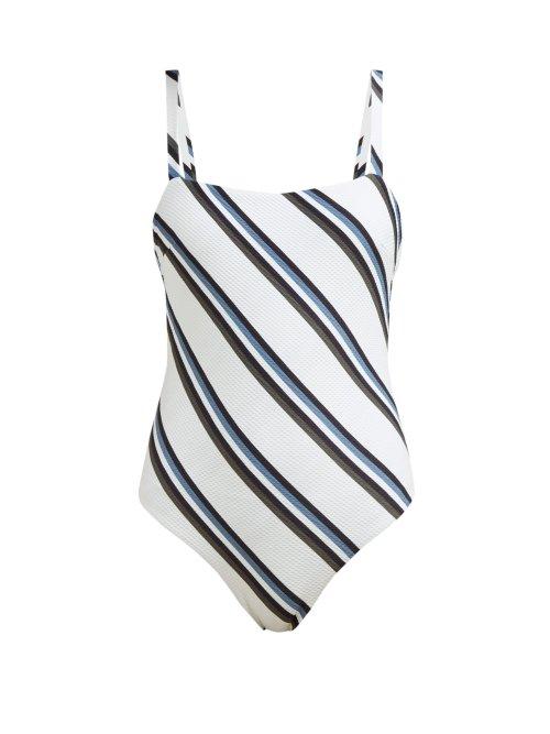 Matchesfashion.com Asceno - Striped Swimsuit - Womens - White Stripe