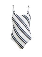 Matchesfashion.com Asceno - Striped Swimsuit - Womens - White Stripe