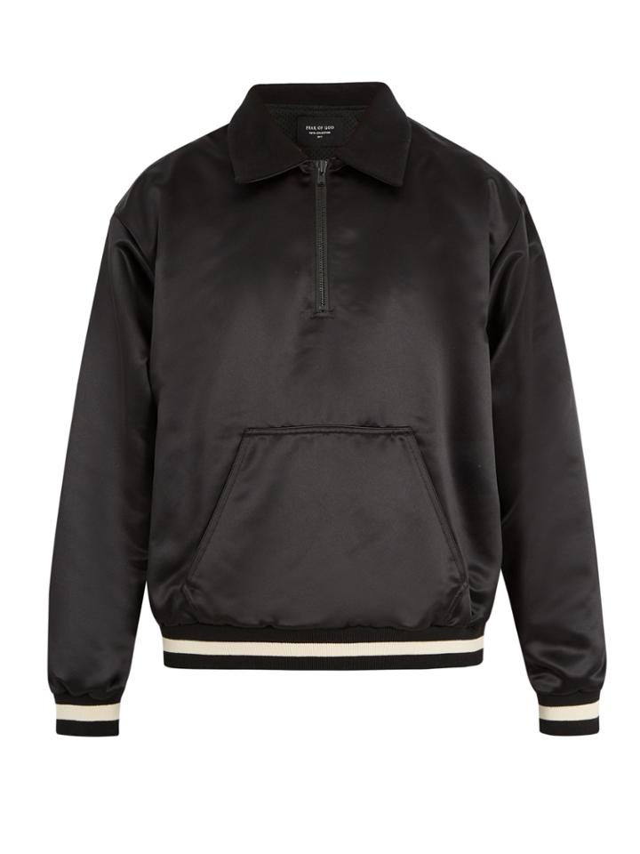 Fear Of God Logo-appliqu Half-zip Satin Jacket