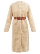 Chlo - Belted Shearling Coat - Womens - Cream