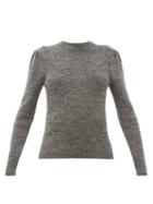 Matchesfashion.com Isabel Marant - Hynn V Insert Boiled Wool Blend Sweater - Womens - Dark Grey