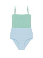Matchesfashion.com Cossie + Co - The Edie Bi-colour Honeycomb-effect Swimsuit - Womens - Green Multi
