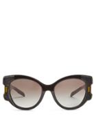 Matchesfashion.com Prada Eyewear - Velvet Covered Cat Eye Sunglasses - Womens - Black Multi