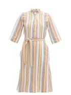 Matchesfashion.com A.p.c. - Oleson Striped Cotton Crepe Dress - Womens - Ivory Multi