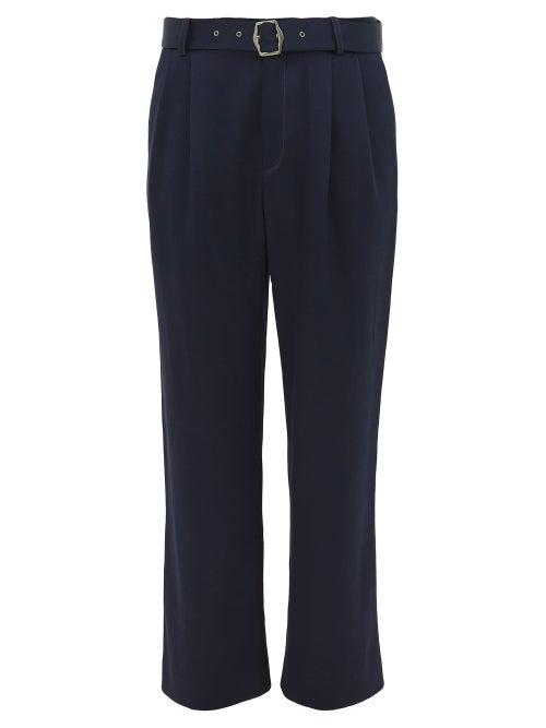 Matchesfashion.com Sies Marjan - Andy Belted High Rise Twill Trousers - Mens - Navy