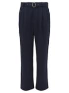 Matchesfashion.com Sies Marjan - Andy Belted High Rise Twill Trousers - Mens - Navy