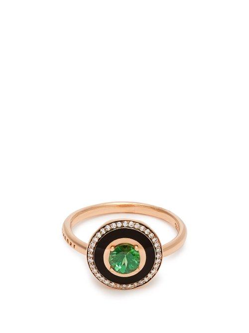 Matchesfashion.com Selim Mouzannar - Mina Diamond, Tsavorite & 18kt Rose Gold Ring - Womens - Green