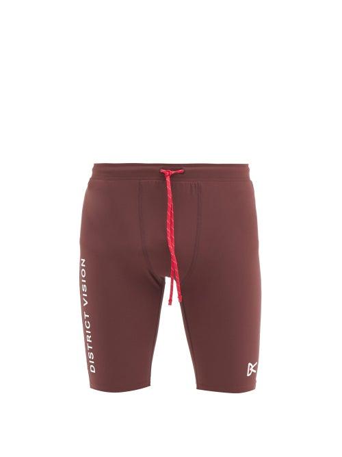 Matchesfashion.com District Vision - Tomtom Logo-print Legging Shorts - Mens - Burgundy