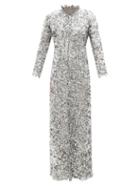 Ashish - Zip-front Sequinned Gown - Womens - Silver