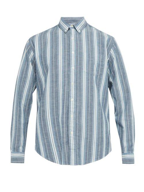 Matchesfashion.com Schnayderman's - Striped Cotton Oxford Shirt - Mens - Blue Multi