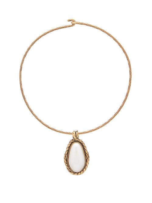 Matchesfashion.com Alexander Mcqueen - Faux-pearl Pendant Choker - Womens - Gold
