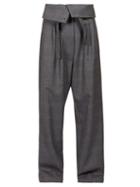 Matchesfashion.com Loewe - Folded Waist Twill Straight Leg Trousers - Womens - Grey Multi